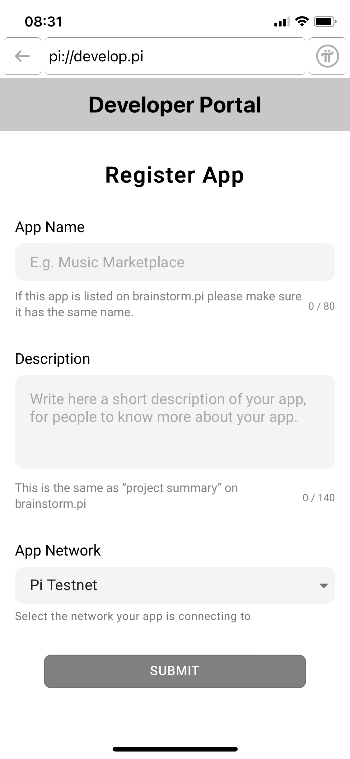 Registration Form for an App